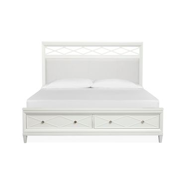 Springhouse California King Upholstered Panel Storage Bed In Whisper White