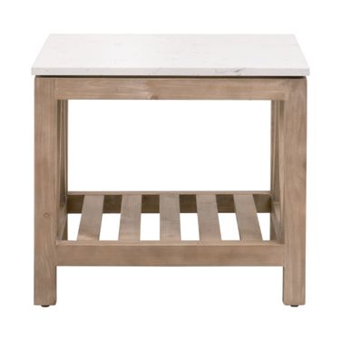 Bella Antique Spruce End Table In Smoke Gray Pine