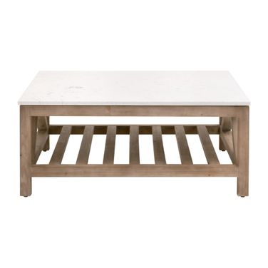 Bella Antique Spruce Square Coffee Table In Smoke Gray Pine