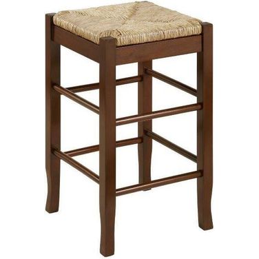Square 24 Inch Rush Backless Counter Stool In Cappuccino