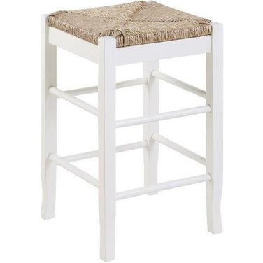 Square 24 Inch Rush Backless Counter Stool In White