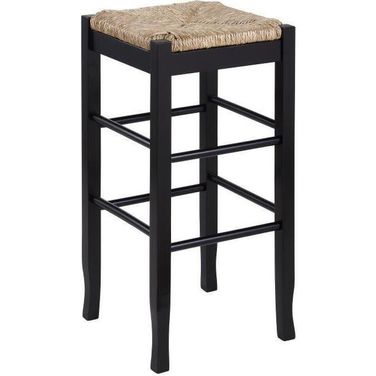 Square 29 Inch Rush Backless Bar Stool In Black