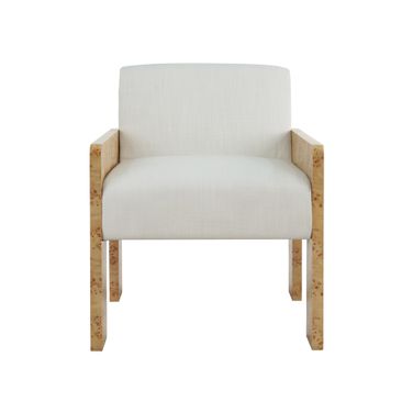 Square Arm Wooden Accent Chair In Brown