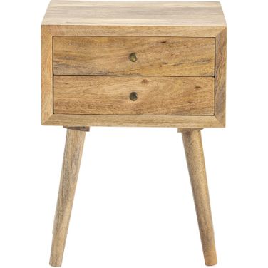 Square Mango Wood 2 Drawer Accent Table In Brown