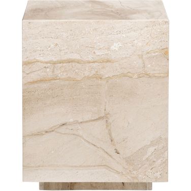 Square Marble Accent/End Table In Brown and Beige