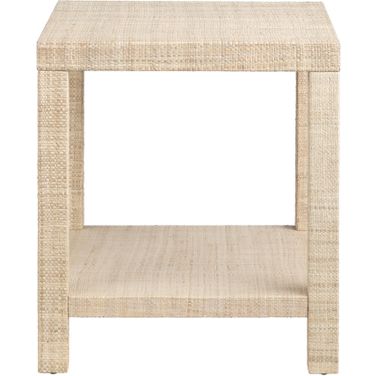 Square Rafia End Table In Tan