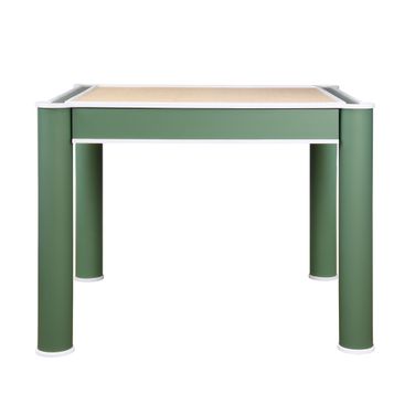 Square Two Drawer Round Leg Game Table In Green