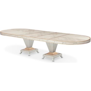 St. Charles Double Pedestal Dining Table In Dove Gray