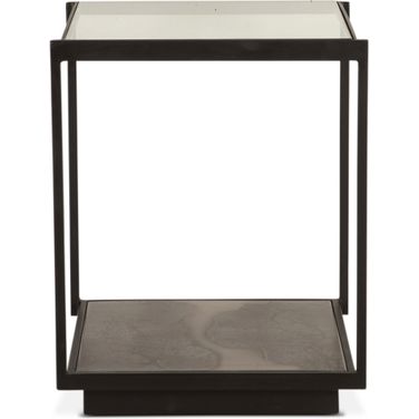 St. George 18 Inch Side Table with Glass Top In Oxidized Black