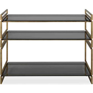 Stacked Up Glass Console Table In Gray and Gold