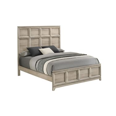 Stacy Eastern King Panel Bed In Weathered Greige