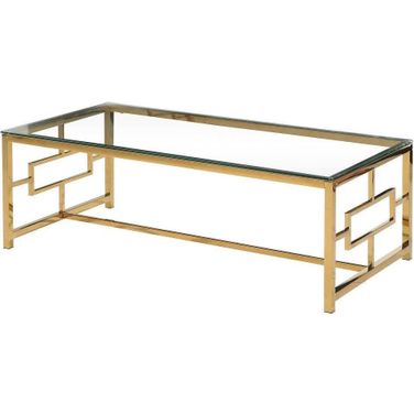 Stainless Steel And Glass Coffee Table In Clear And Gold Base