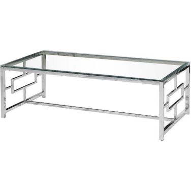 Stainless Steel And Glass Coffee Table In Silver Base And Clear