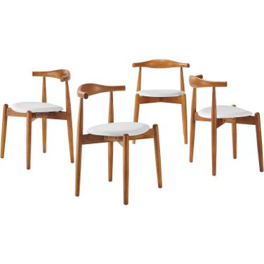 Stalwart Dark Walnut White Dining Side Chairs Set of 4 EEI-1378-DWL-WHI