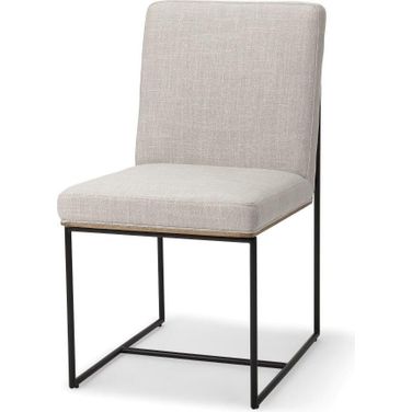 Stamford Beige Upholstered Seat With Wood Back And Black Metal Frame Dining Chair