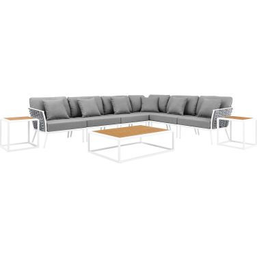 Stance 9 Piece Aluminum Outdoor Patio Sectional Sofa Set In Grey