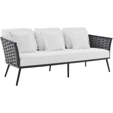 Stance Outdoor Patio Aluminum Sofa In White And Grey