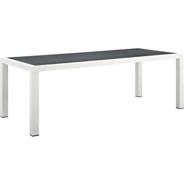 Stance White and Gray 90.5 Inch Outdoor Patio Aluminum Dining Table