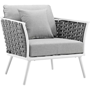 Stance White and Gray Outdoor Patio Aluminum Arm Chair