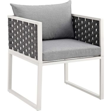 Stance White and Gray Outdoor Patio Aluminum Dining Arm Chair