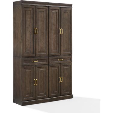 Stanton 2-Piece Kitchen Storage Pantry Cabinet Set In Coffee