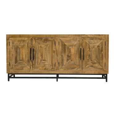 Stanton 4 Door Mango Wood Sideboard On An Iron Base In Natural