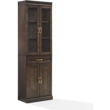 Stanton Glass Door Kitchen Storage Pantry Cabinet In Coffee