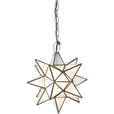 Star Antique Brass Small Frosted Chandelier