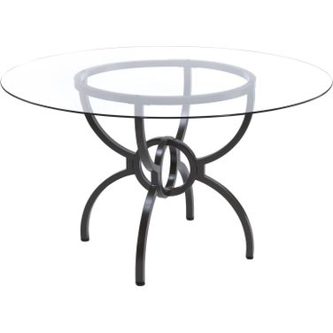 Aviano 48 Inch Round Glass Top Dining Table Clear and Gunmetal