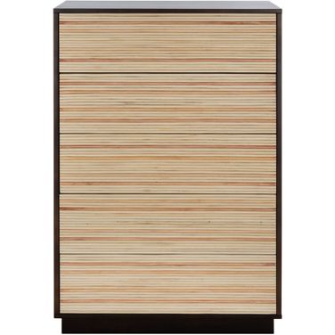 Stassie 5 Drawer Tall Dresser In Natural and Dark Brown