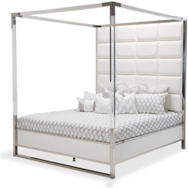 State St. Glossy White Eastern King Metal Bed