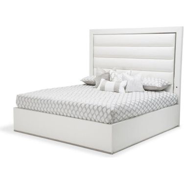State St. Glossy White Queen Panel Bed