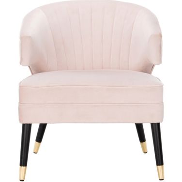 Stazia Pale Pink and Black Wingback Accent Chair