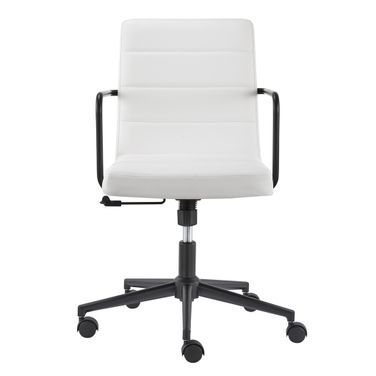 Steel and Faux Leather Adjustable Swivel Rolling Office Chair In White and Black