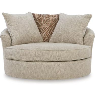 Steelwater Retreat Oversized Swivel Accent Chair In Latte