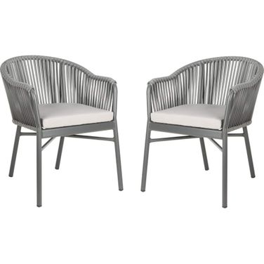 Stefano Gray With Gray Cushion Stackable Rope Chair Set of 2