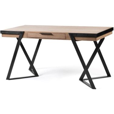 Steinbeck Light Brown Wooden Iron Frame Office Desk