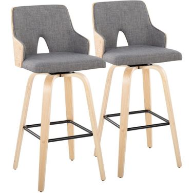 Stella 30 Inch Fixed Height Barstool Set of 2 In Black and Gray