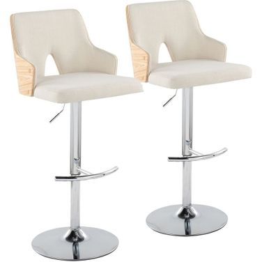 Stella Adjustable Barstool Set of 2 In Natural and Cream