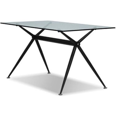 Stella Clear Tempered Glass With Black Base Dining Table
