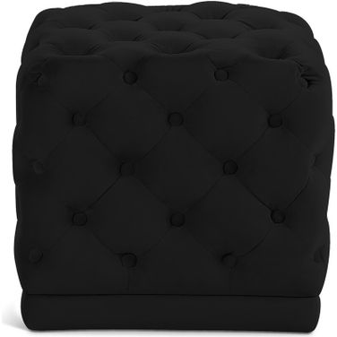 Stella Velvet Ottoman/Stool In Black