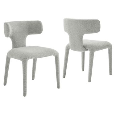Stellan Curved Back Boucle Upholstered Dining Chair Set of 2 In Dove Gray