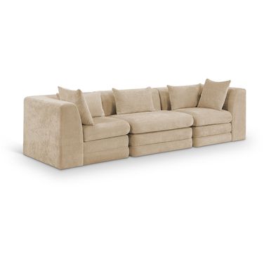 Stellar 114 Inch Chenille Fabric Upholstered 3 Piece Modular Sofa In Beige