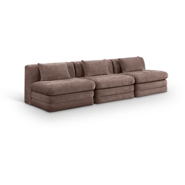 Stellar 114 Inch Chenille Fabric Upholstered 3 Piece Modular Sofa In Brown