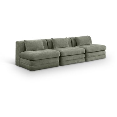 Stellar 114 Inch Chenille Fabric Upholstered 3 Piece Modular Sofa In Green