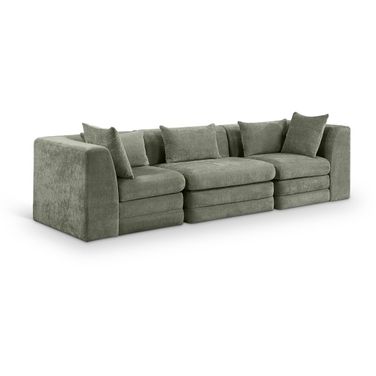 Stellar 114 Inch Chenille Fabric Upholstered 3 Piece Modular Sofa In Green