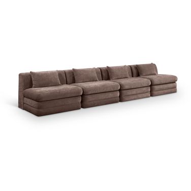 Stellar 152 Inch Chenille Fabric Upholstered 4 Piece Modular Sofa In Brown