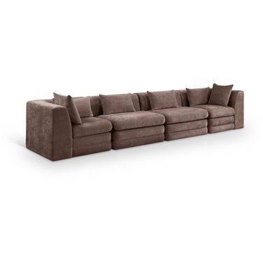 Stellar 152 Inch Chenille Fabric Upholstered 4 Piece Modular Sofa In Brown