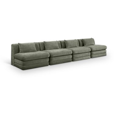 Stellar 152 Inch Chenille Fabric Upholstered 4 Piece Modular Sofa In Green