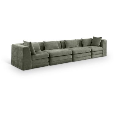 Stellar 152 Inch Chenille Fabric Upholstered 4 Piece Modular Sofa In Green